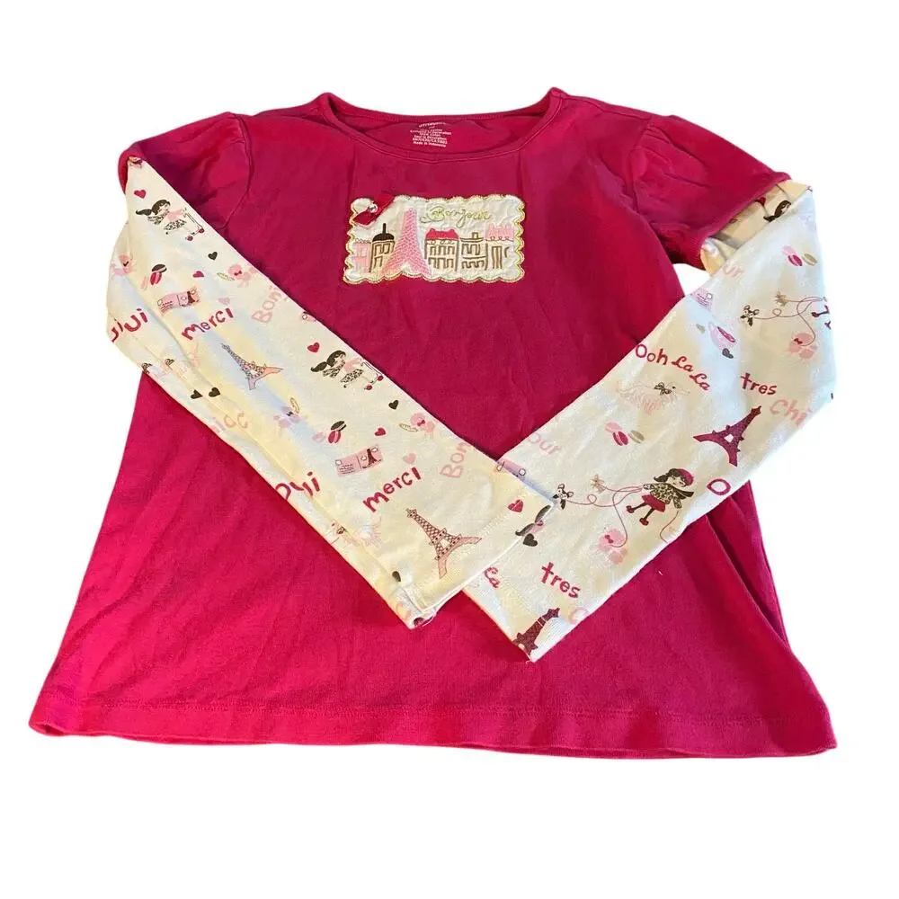 Gymboree pink Paris Eiffel Tower long sleeve graphic shirt‎ SIZE 10